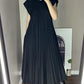Sleeveless Pleated Simple Solid Color Dress