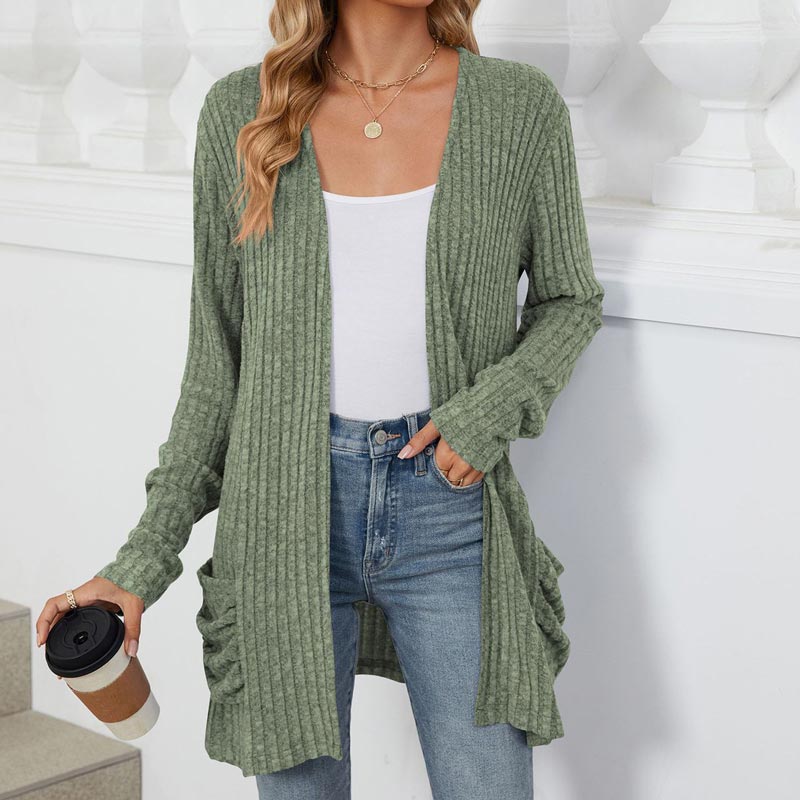 Women's Cozy Autumn Ribbed Knit Cardigan