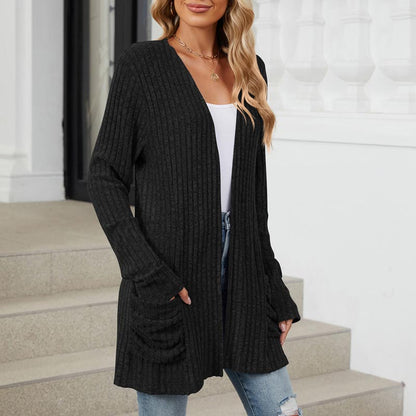 Women's Cozy Autumn Ribbed Knit Cardigan