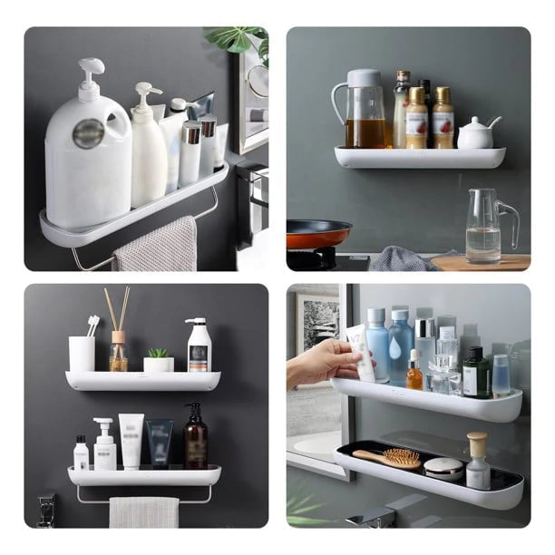 🚿Easy Mount Bathroom Storage Shelf - No Drilling Required