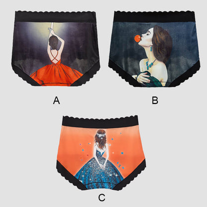 Painting Middle Waist Women'S Underwear