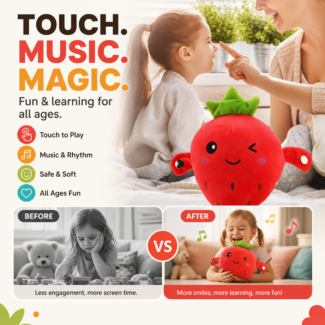 🍌🍓Give him a joyful childhood！🎶Fruit Sensor Beat Interactive Doll