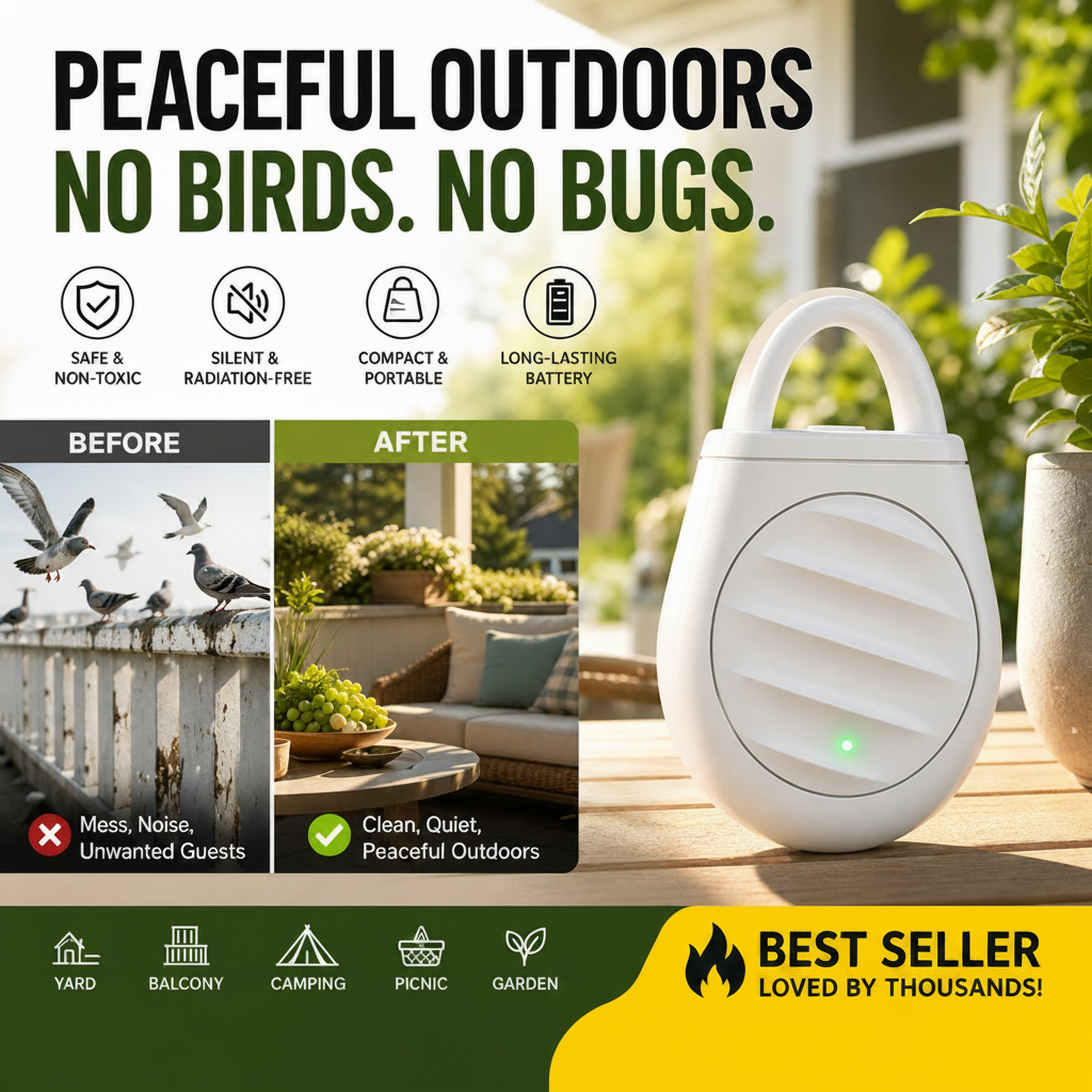 🔥Buy 3 get 2 free！🐦No more trouble from birds, beasts and locusts！Portable Ultrasonic Bird Repellent Keychain