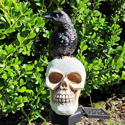 Crow Skull Solar Garden Light