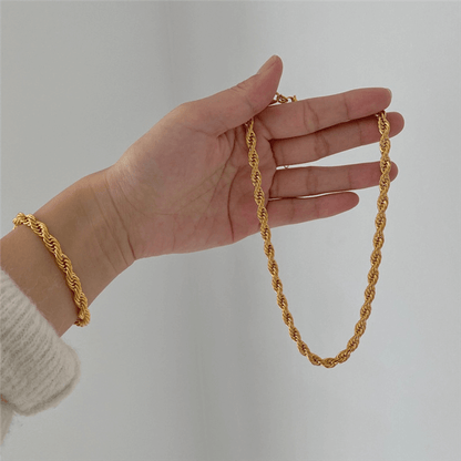 Layered Gold Twist Rope Necklace