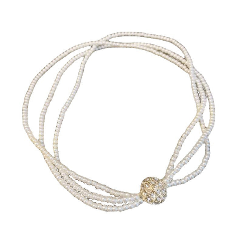 Magnetic Clasp Layered Pearl Necklace