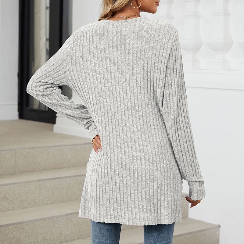 Women's Cozy Autumn Ribbed Knit Cardigan