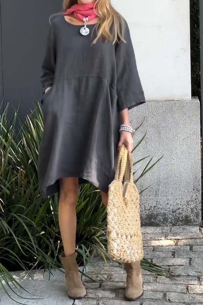 💝Casual Solid Color Cotton Linen Dress