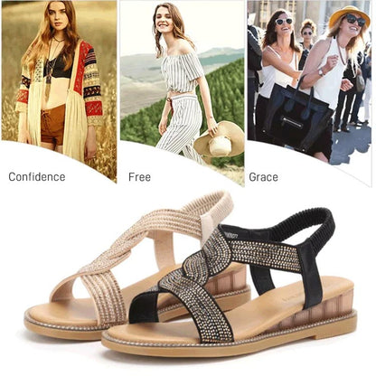 Women’s Anti-skid Soft Sole Rhinestone Wedge Heel Sandals