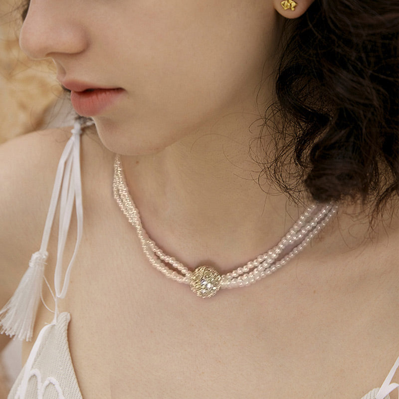 Magnetic Clasp Layered Pearl Necklace