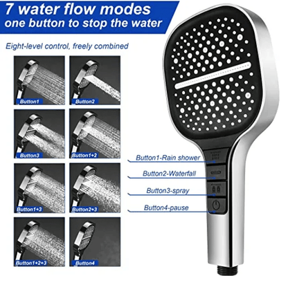 8-speed Oversized Panel Pressurized Shower Head