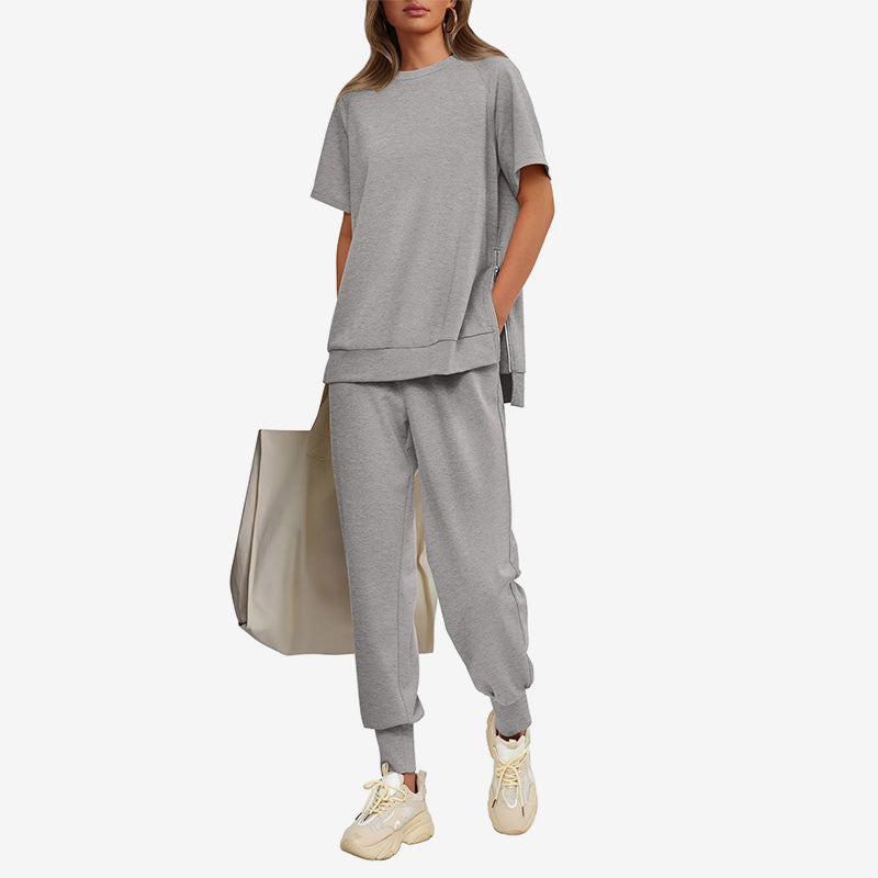 Women’s Casual Loose Fit Two-Piece T-Shirt & Pants Tracksuit Set