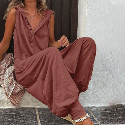 Women's Relaxed Hooded Sleeveless Jumpsuit