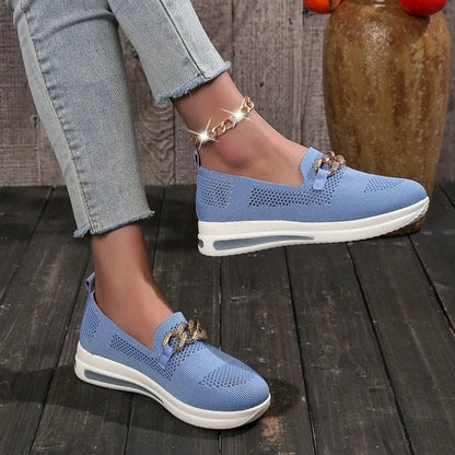 Women's Woven Breathable Casual Wedge Sneakers