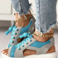 Contrast Paneled Cutout Lace-Up Muffin Sandals