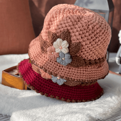 🔥Christmas Sale 55% OFF--French Thickened Women's Floral Knitted Hat