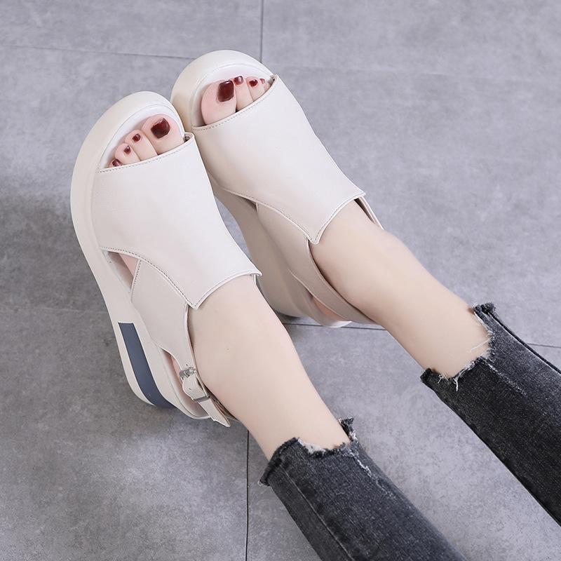 Wedge Shoes for Women Sandals Solid Color Open Toe High Heels