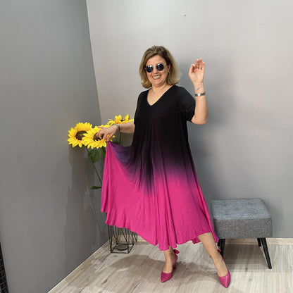 Italy Casual Gradient Tie-dye Long Dress