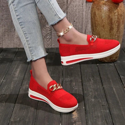 Women's Woven Breathable Casual Wedge Sneakers