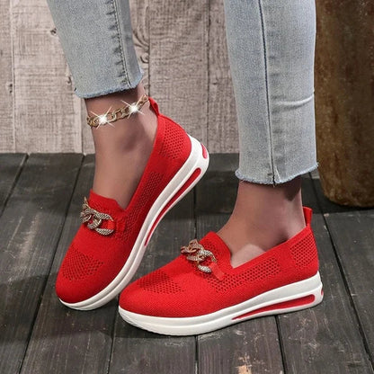 Women's Woven Breathable Casual Wedge Sneakers