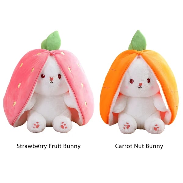 🍓Strawberry Bunny Transformed into Little Rabbit🎀 Fruit Doll Plush Toy🐰