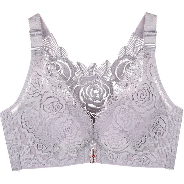 Rose Embroidery Front Closure Wirefree Bra