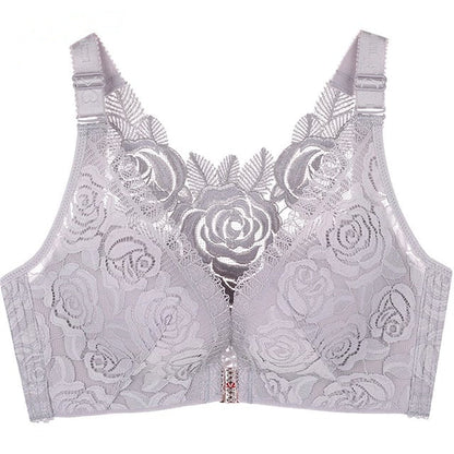 Rose Embroidery Front Closure Wirefree Bra