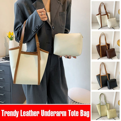 Trendy Leather Underarm Tote Bag