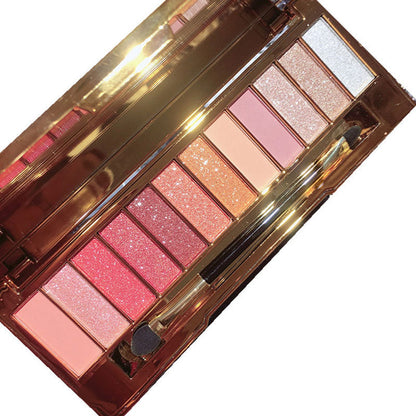 12 Colors Highly Pigmented Glitter Eyeshadow Palette with Brush & Mirror