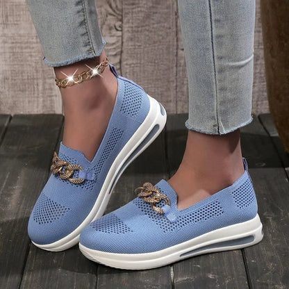 Women's Woven Breathable Casual Wedge Sneakers