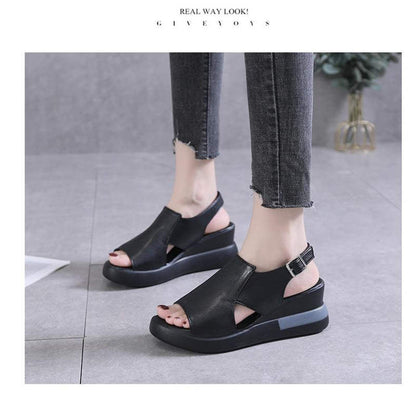 Wedge Shoes for Women Sandals Solid Color Open Toe High Heels