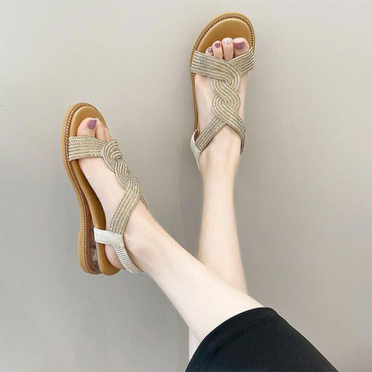 Women’s Anti-skid Soft Sole Rhinestone Wedge Heel Sandals