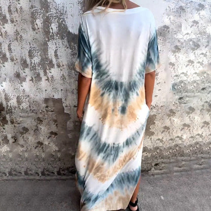 Casual Loose Printed V-Neck Long Dress