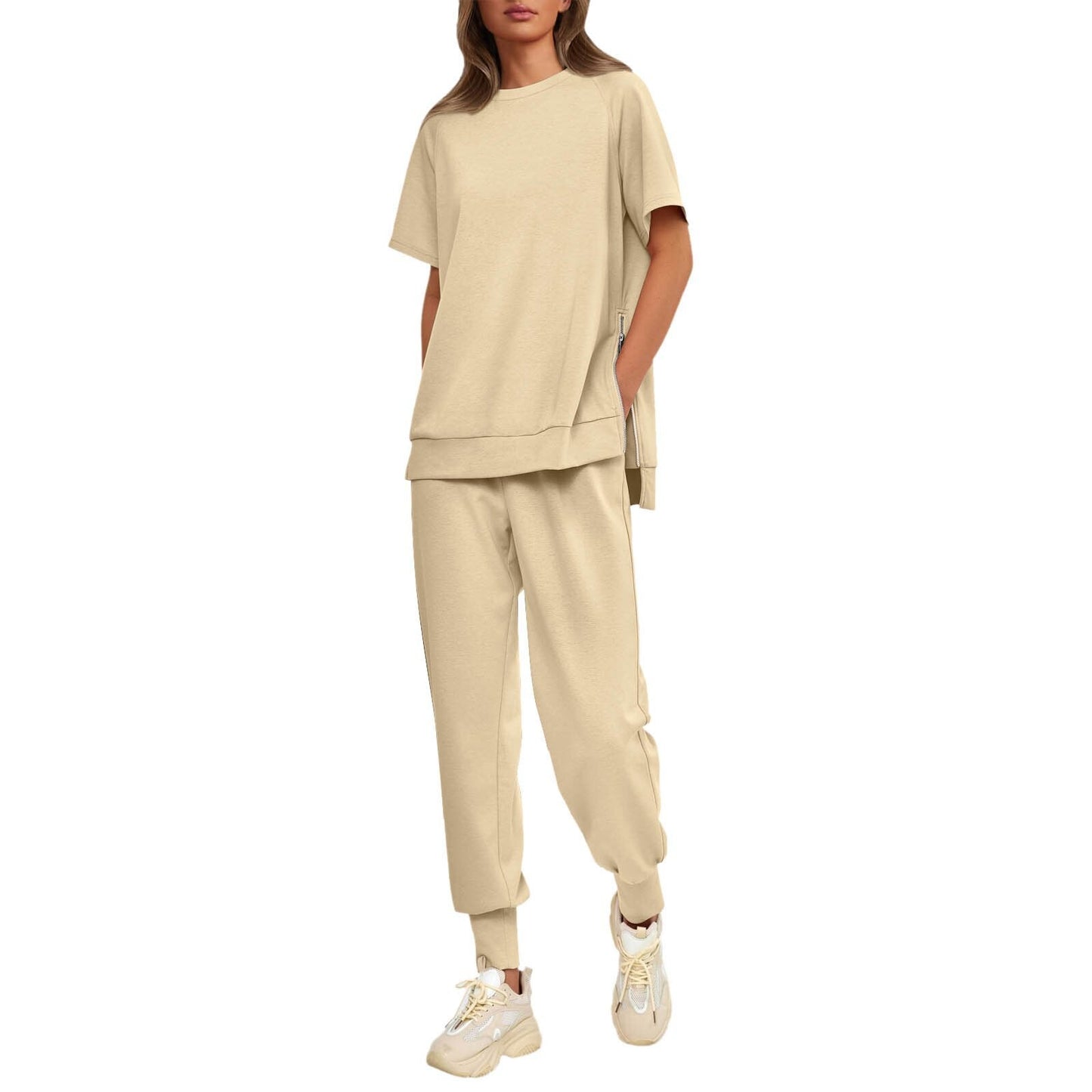 Women’s Casual Loose Fit Two-Piece T-Shirt & Pants Tracksuit Set