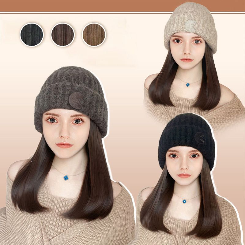 Women’s Knitted Beanie Hat with Hair Extension