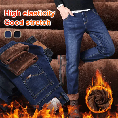 Male Loose Stretchy Denim Straight Pants