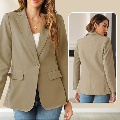 Elegant Soft Solid Color Lapel Buttons Jacket