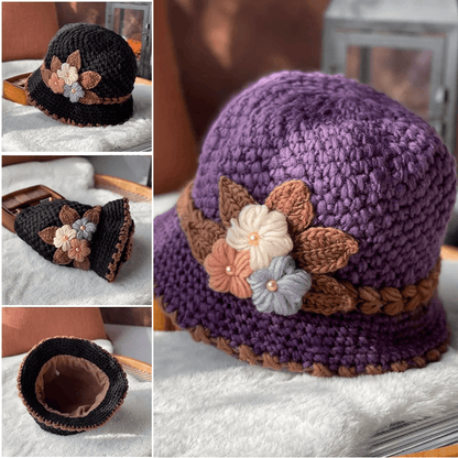 🔥Christmas Sale 55% OFF--French Thickened Women's Floral Knitted Hat