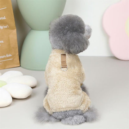 Fleece Pet Elastic Jumpsuit with Pull Ring