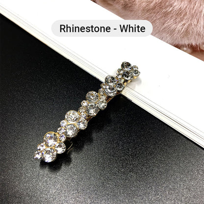 Women's Fashion Artificial Pearl & Clear Rhinestone Hair Clip