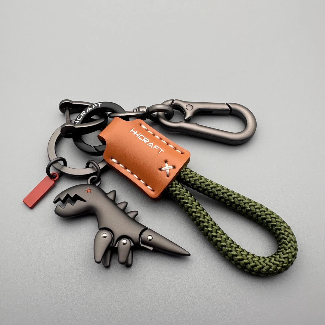 Aluminum Alloy Dinosaur Charm Paired with a Hand-woven Bracelet🔥