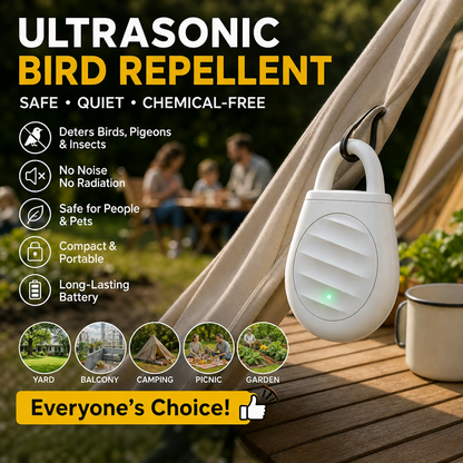 🔥Buy 3 get 2 free！🐦No more trouble from birds, beasts and locusts！Portable Ultrasonic Bird Repellent Keychain