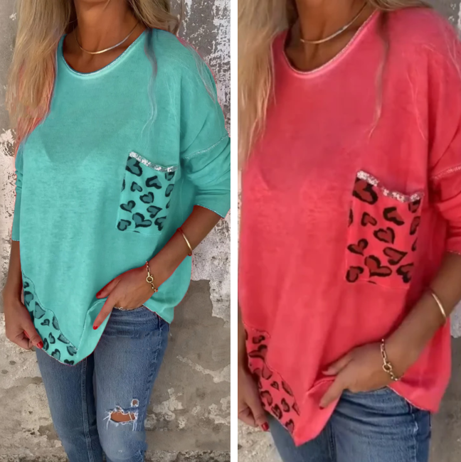 Women's Fashion Round Neck Loose Long Sleeve Top💖