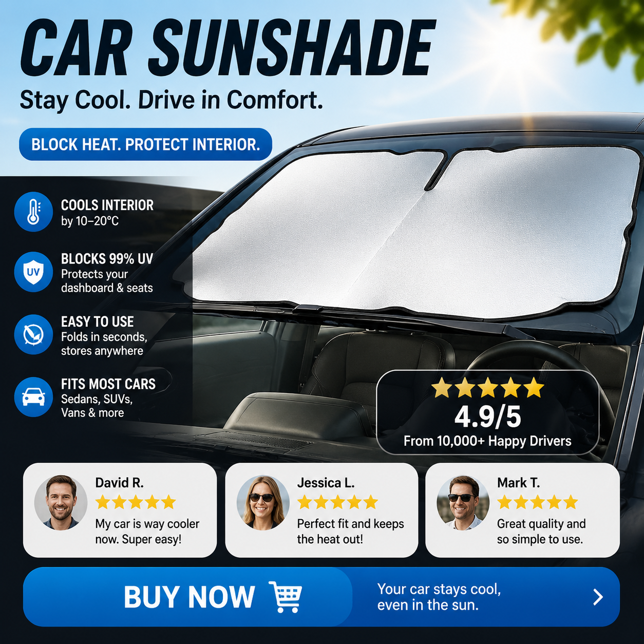 💕SunShade Foldable Heat Protector™– UK Ready! 🇬🇧