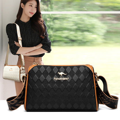 Fashion Diamond Pattern Large Capacity 3-Layer Crossbody Bag