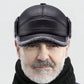 🧢🐂New Men's Winter Hat With Sheepskin Flat Top Earmuffs