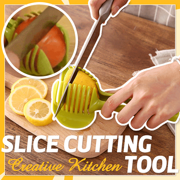 🍋Creative Kitchen Slice Cutting Tool, Food‑Grade Aluminum Alloy Hand‑Held Slicer, Quick Slicing Holder for Lemon, Tomato, Onion & Soft Fruits Vegetables