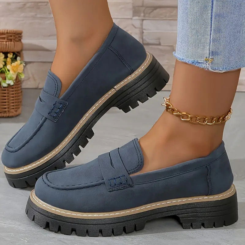 Women's Comfortable Chunky Slip On Platform Loafers