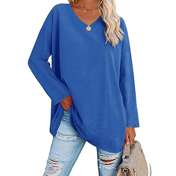 💋Women's Loose Long Sleeve Fashion V-neck Top