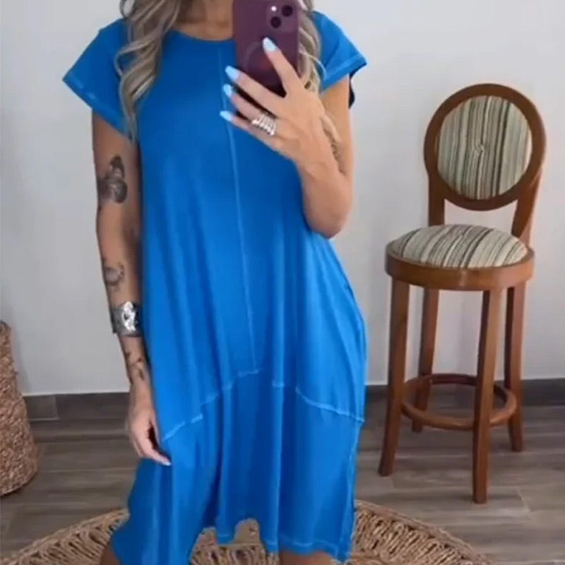 💕Women’s T-Shirt Midi Dress with Pockets